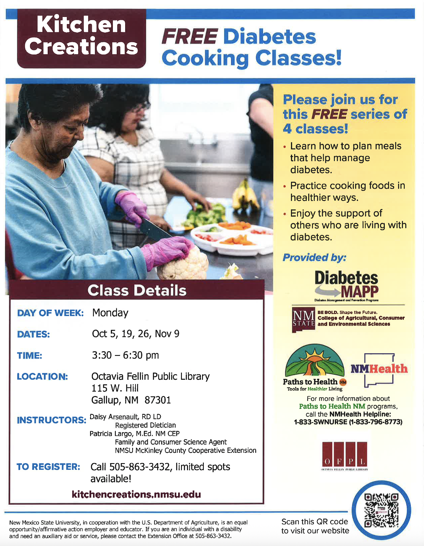 Flyer for Kitchen Creations 2026 reflecting the same info as the page text