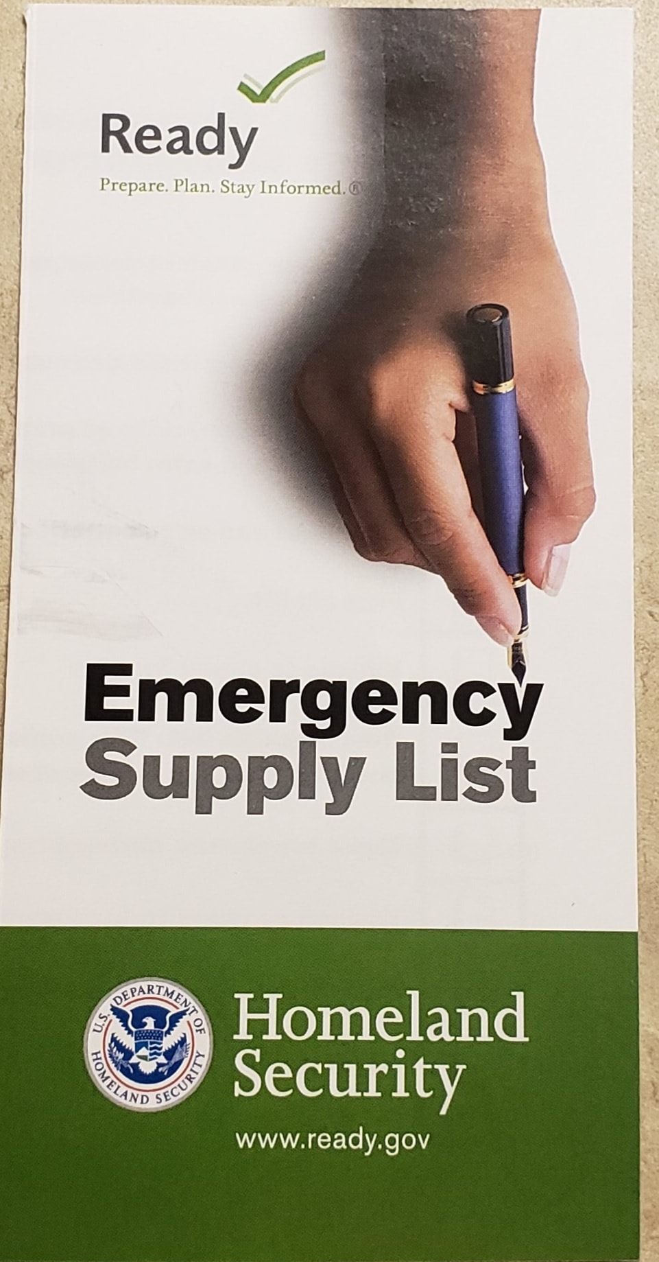 Homeland Security's Emergency Supply List